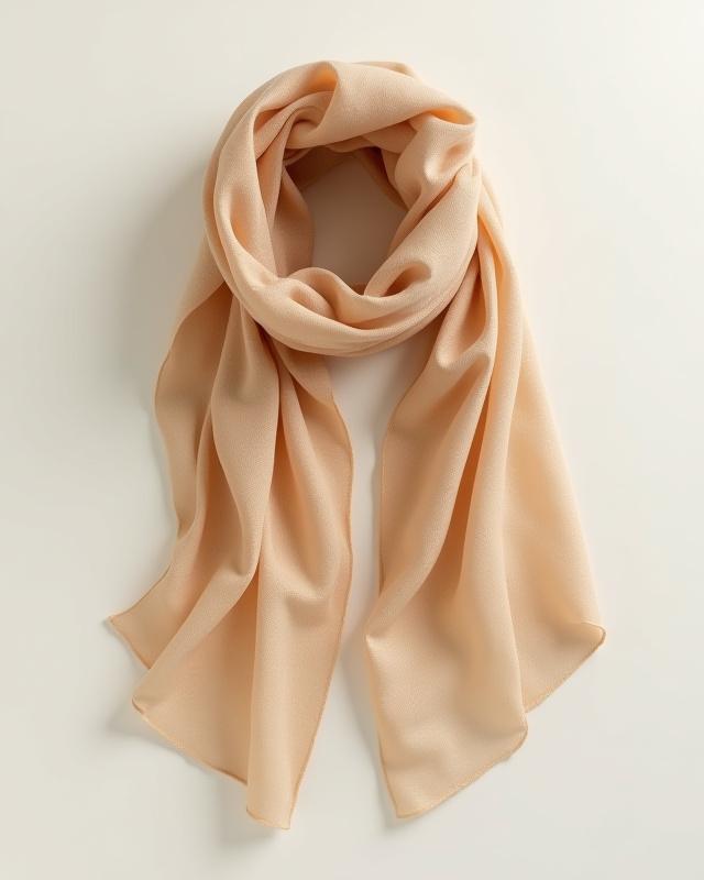 Lightly tea-stained linen scarf with subtle organic patterns